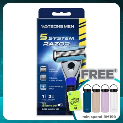 WATSONS MEN Men 5-Blade System Razor (1 Handle + 2 Cartridges)