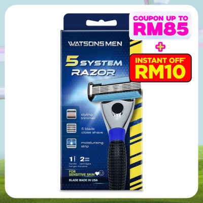 WATSONS MEN Men 5-Blade System Razor (1 Handle + 2 Cartridges)