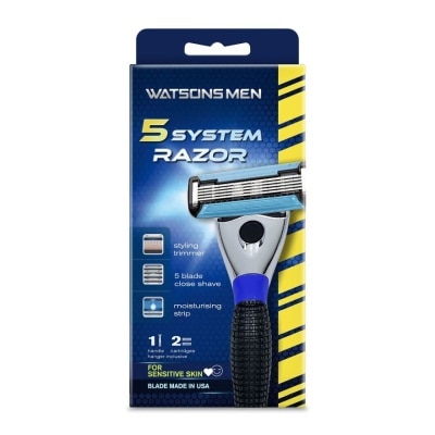 WATSONS MEN Men 5-Blade System Razor (1 Handle + 2 Cartridges)