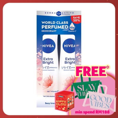 NIVEA Deodorant Extra Bright Velvet Romance Spray 150ml x2