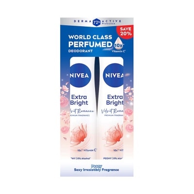 NIVEA Deo Extra Bright Velvet Romance Spray 150ml x2