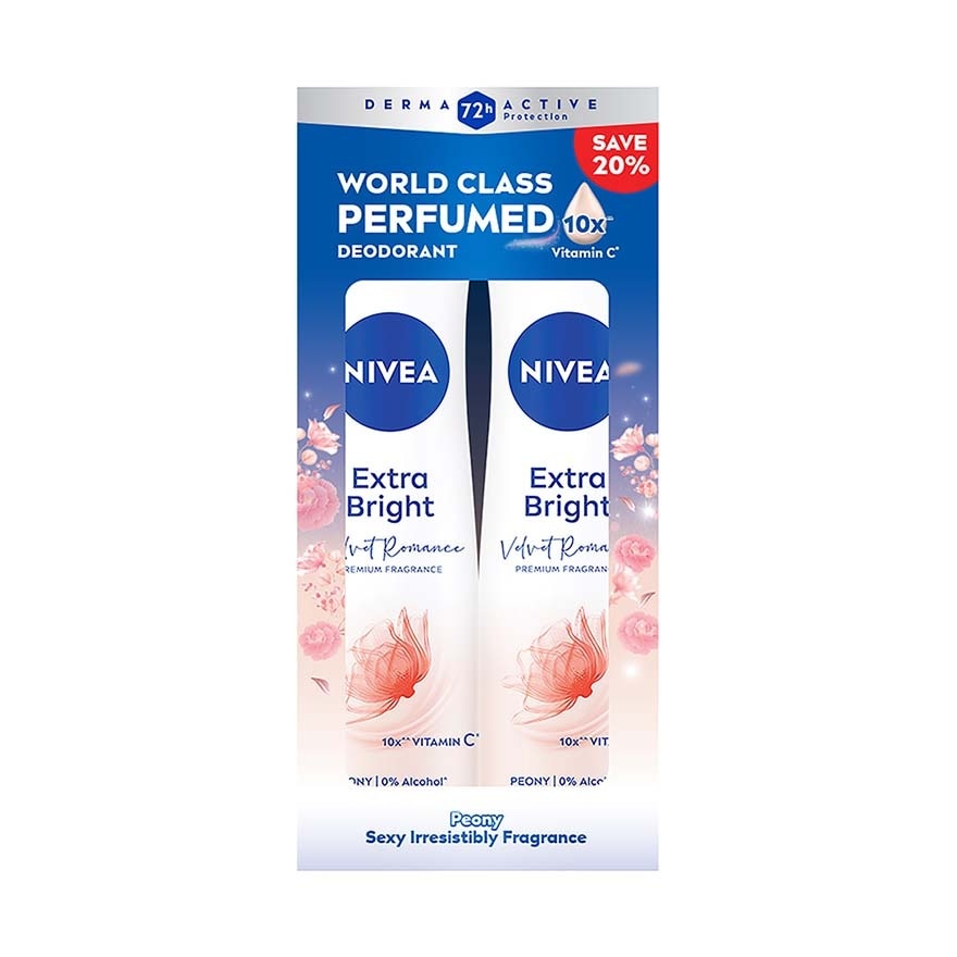 Deo Extra Bright Velvet Romance Spray 150ml x2