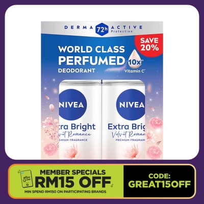 NIVEA Deo Female Extra Bright Velvet Romance Roll On 50ml x2