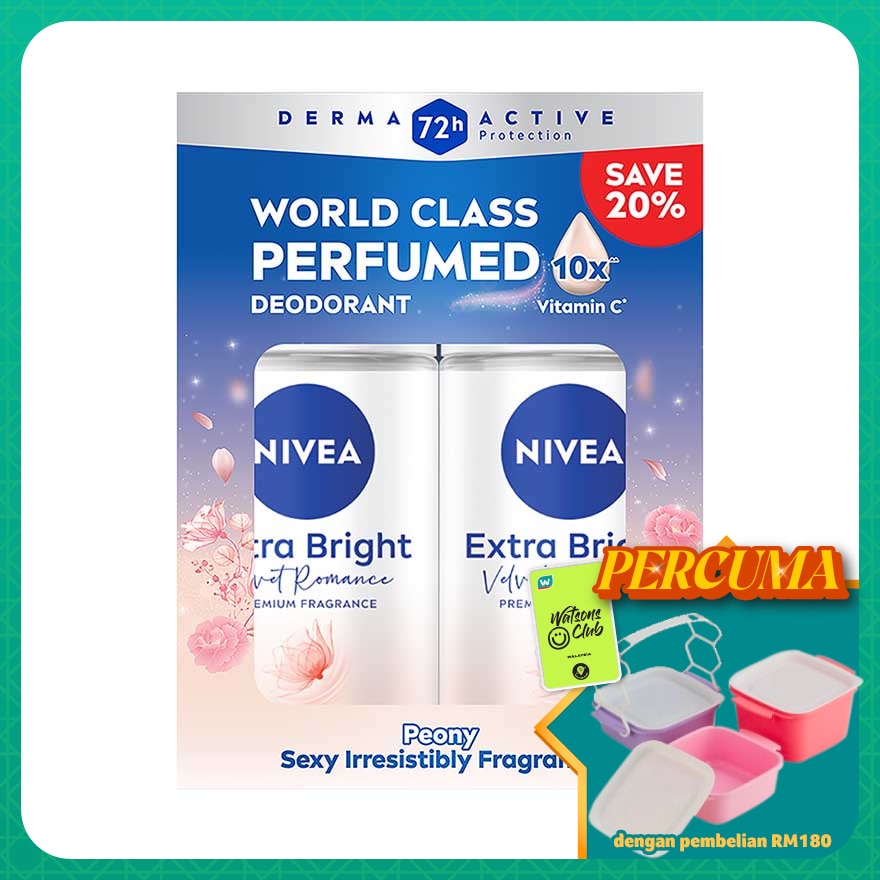 Deodorant Female Extra Bright Velvet Romance Roll On 50ml x2