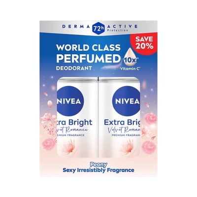 NIVEA Deo Female Extra Bright Velvet Romance Roll On 50ml x2