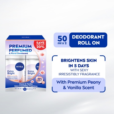 NIVEA - Deodorant Female Extra Bright Velvet Romance Roll On 50ml x2 image