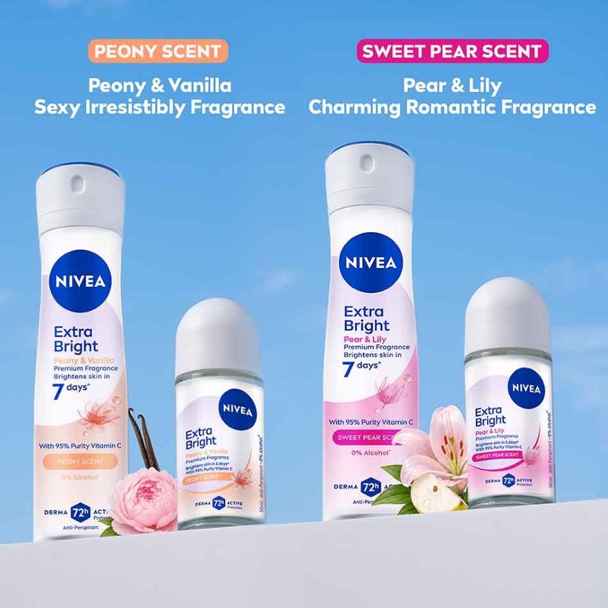 Deodorant Female Extra Bright Pear & Lily Roll On 50ml x2 image