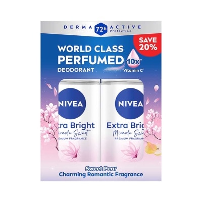 NIVEA - Deodorant Female Extra Bright Miracle Sweet Roll On 50ml x2
