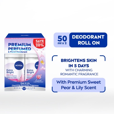 NIVEA - Deodorant Female Extra Bright Miracle Sweet Roll On 50ml x2 image