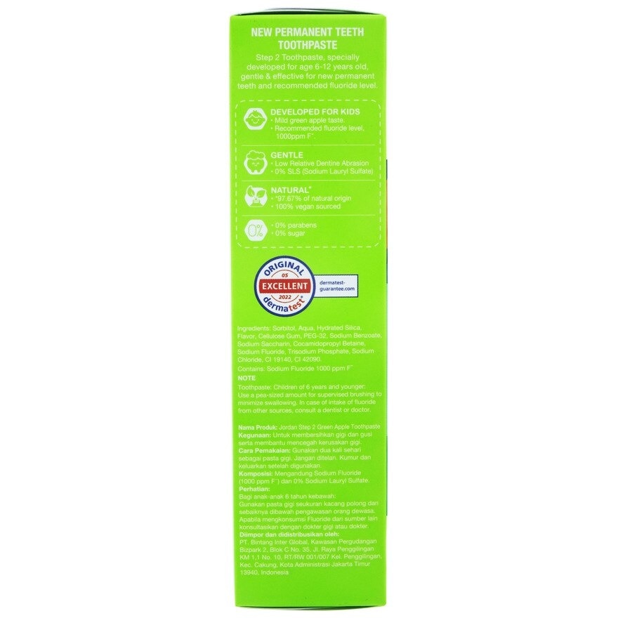 Kids Step 2 6-12 Years Toothpaste Green Apple 75g