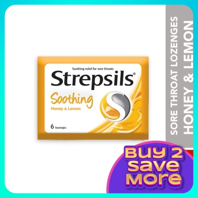 STREPSILS Sore Throat Lozenges Soothing Honey & Lemon 6s