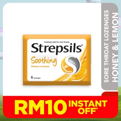 STREPSILS Sore Throat Lozenges Soothing Honey & Lemon 6s