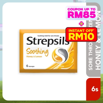 STREPSILS Sore Throat Lozenges Soothing Honey & Lemon 6s
