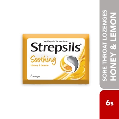 STREPSILS Sore Throat Lozenges Soothing Honey & Lemon 6s