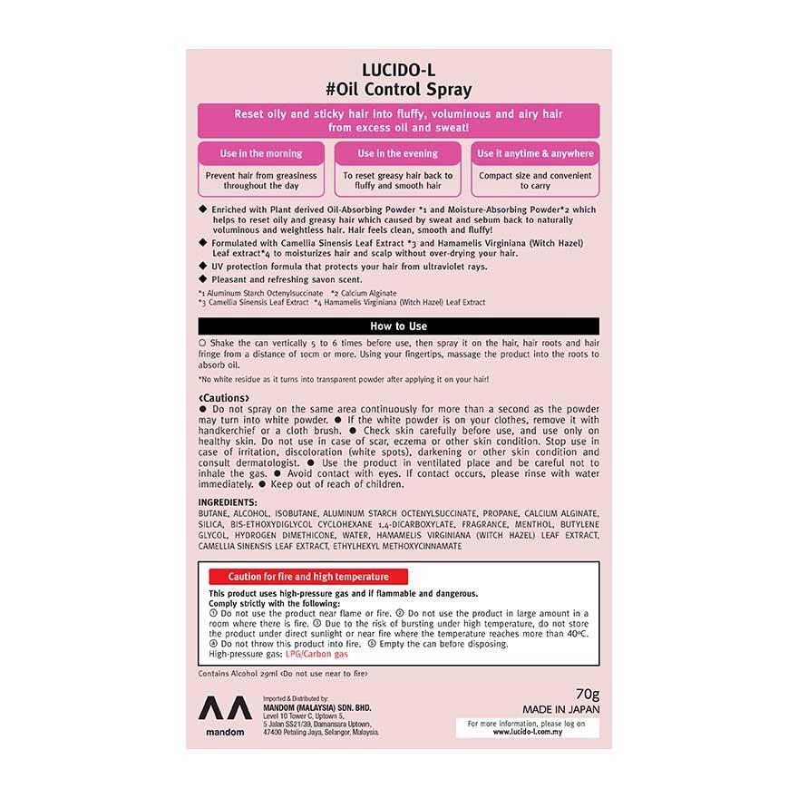 Oil Control Hair Spray 70g