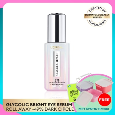 L'OREAL PARIS SKIN CARE Glycolic Bright 3% [GLYCOLIC + VIT CG + NIACINAMIDE] Dark Circle Eye Serum 20ml