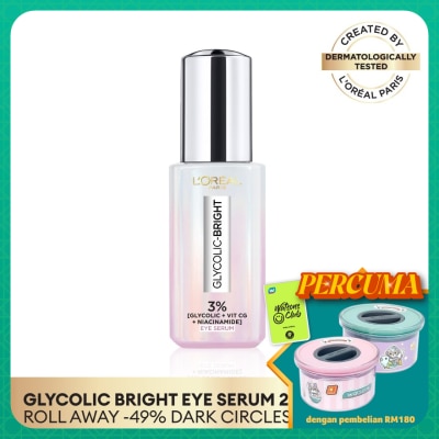 L'OREAL PARIS SKIN CARE Glycolic Bright 3% [GLYCOLIC + VIT CG + NIACINAMIDE] Dark Circle Eye Serum 20ml