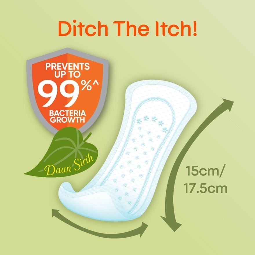 Longer & Wider Scented Pantyliner 17.5cm (30s) - Odor Care with Daun Sirih Extract Liners