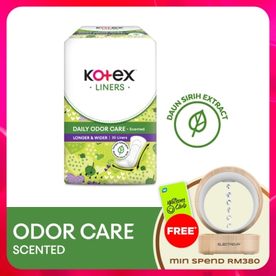 KOTEX - Longer & Wider Scented Pantyliner 17.5cm (30s) - Odor Care with Daun Sirih Extract Liners