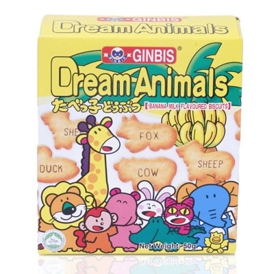 GINBIS Dream Animals Banana Milk Flavoured Biscuits 50g