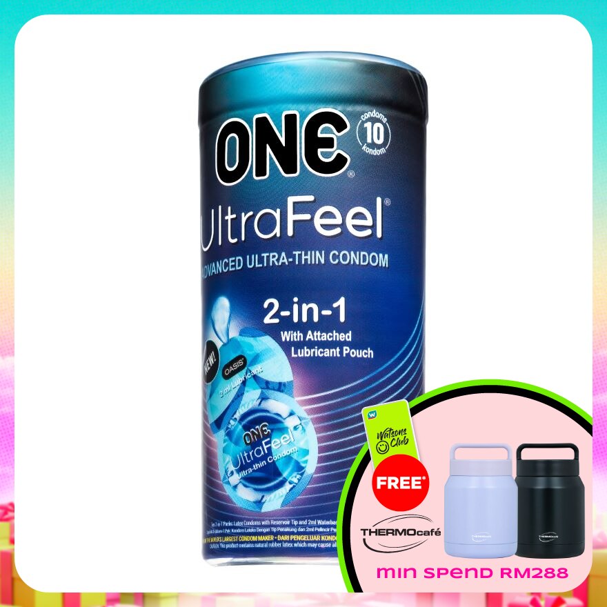 UltraFeel 2-in-1 Condom with Lubricant Pouch 10's
