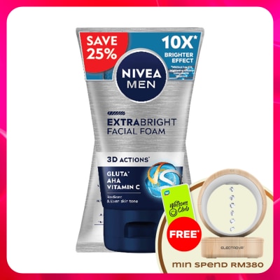 NIVEA FOR MEN - Extra Bright Foam 100G Twin Pack