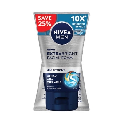 NIVEA FOR MEN Extra Bright Foam 100G Twin Pack