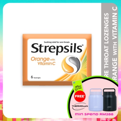 STREPSILS - Sore Throat Lozenges Orange with Vitamin C 6s