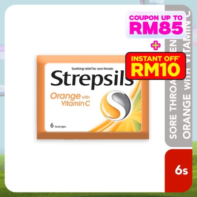 STREPSILS Sore Throat Lozenges Orange with Vitamin C 6s