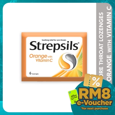 STREPSILS Sore Throat Lozenges Orange with Vitamin C 6s
