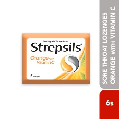 STREPSILS Sore Throat Lozenges Orange with Vitamin C 6s