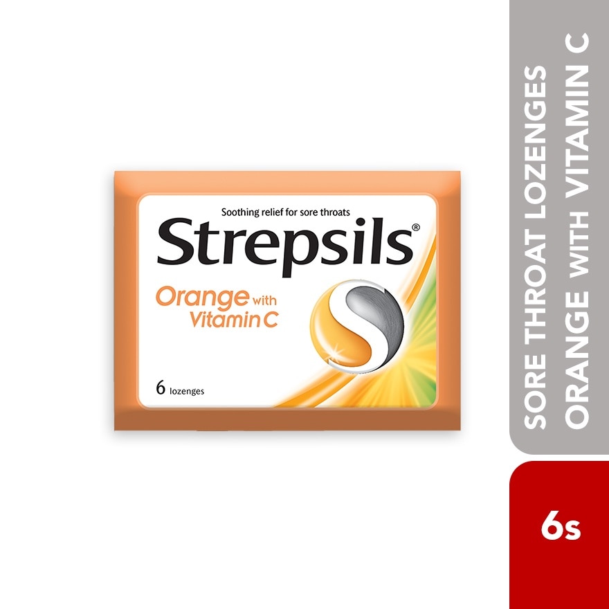 Sore Throat Lozenges Orange with Vitamin C 6s