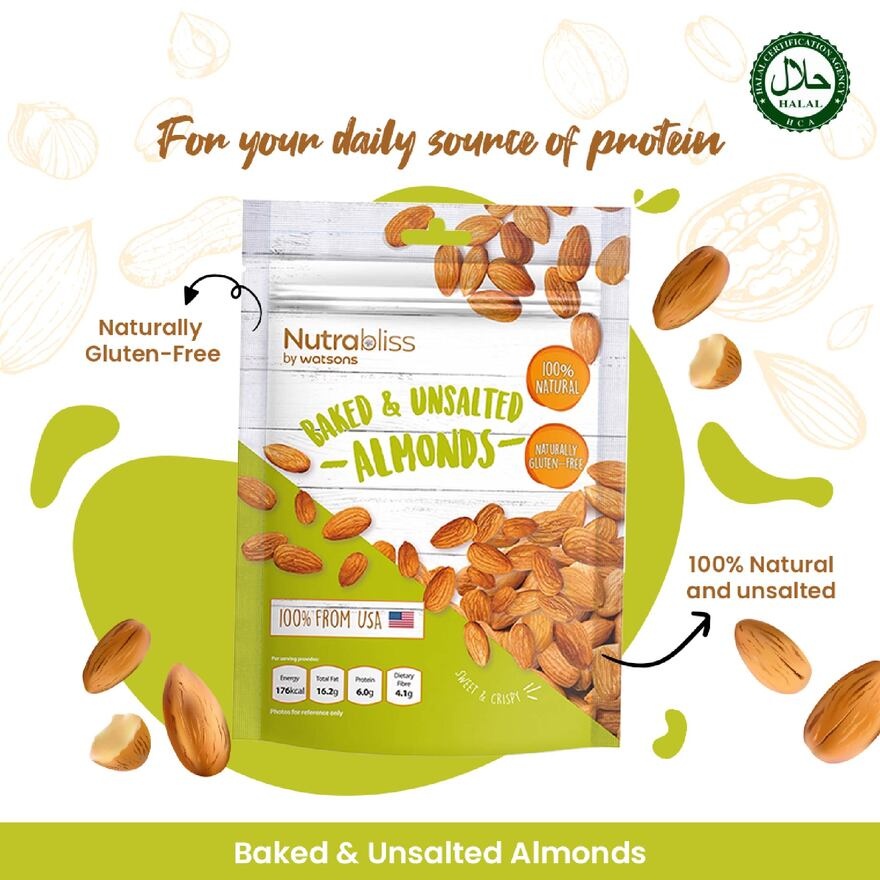 Nutrabliss By Watsons Baked & Unsalted Almonds 180g image