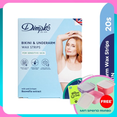 DIMPLES Bikini & Underarm Wax Strips Sensitive 20s
