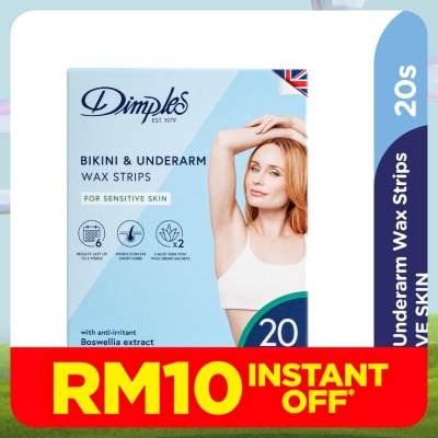 DIMPLES Bikini & Underarm Wax Strips Sensitive 20s