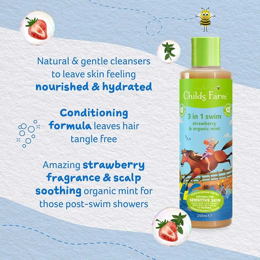 3 in 1 Swim Strawberry & Organic Mint 250ml