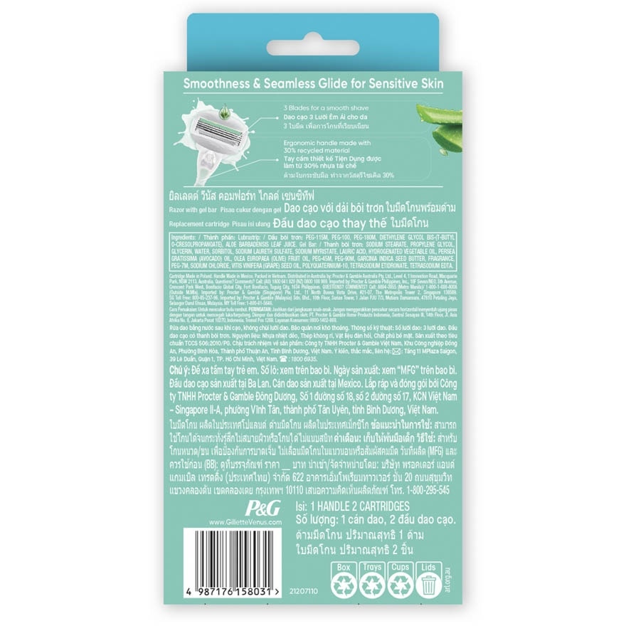 Comfortglide Sensitive Razor 1s + 2 blades