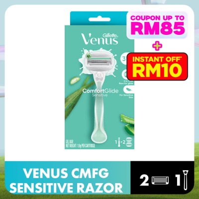GILLETTE VENUS Comfortglide Sensitive Razor 1s + 2 blades