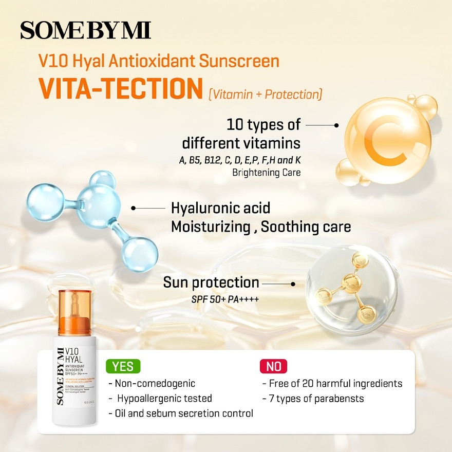V10 hyal antioxidant sunscreen spf50+ PA++++ 40g