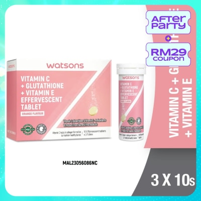 WATSONS Vitamin C + Vitamin E + Glutathione Effervescent Tablets 30s