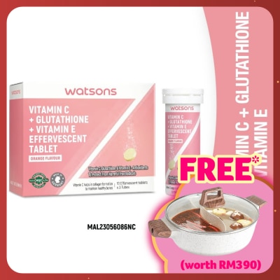 WATSONS Vitamin C + Vitamin E + Glutathione Effervescent Tablets 30s