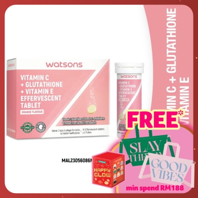 WATSONS Vitamin C + Vitamin E + Glutathione Effervescent Tablets 30s