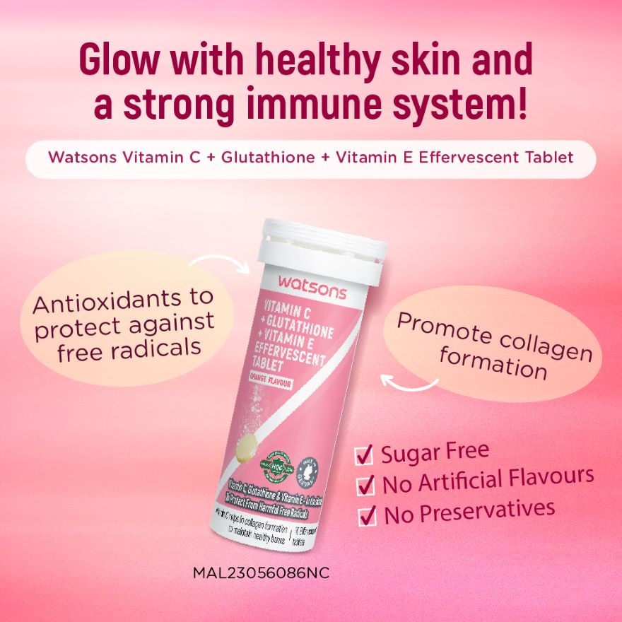 WATSONS, Vitamin C + Vitamin E + Glutathione Effervescent Tablets 10s