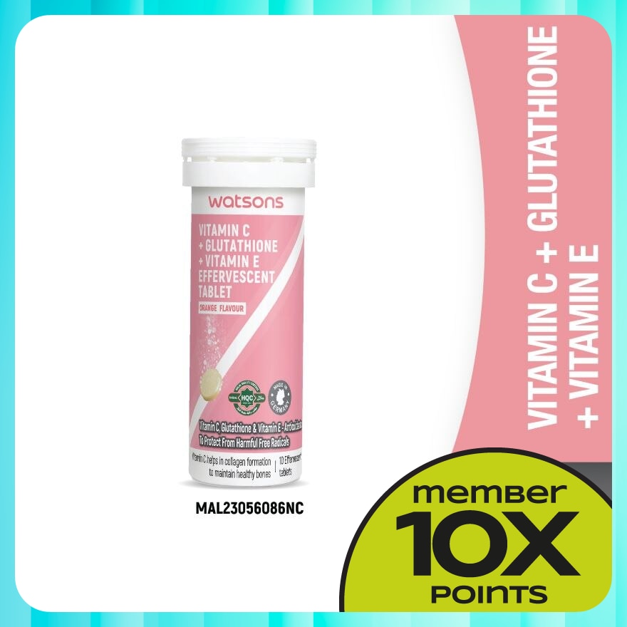 Vitamin C + Vitamin E + Glutathione Effervescent Tablets 10s