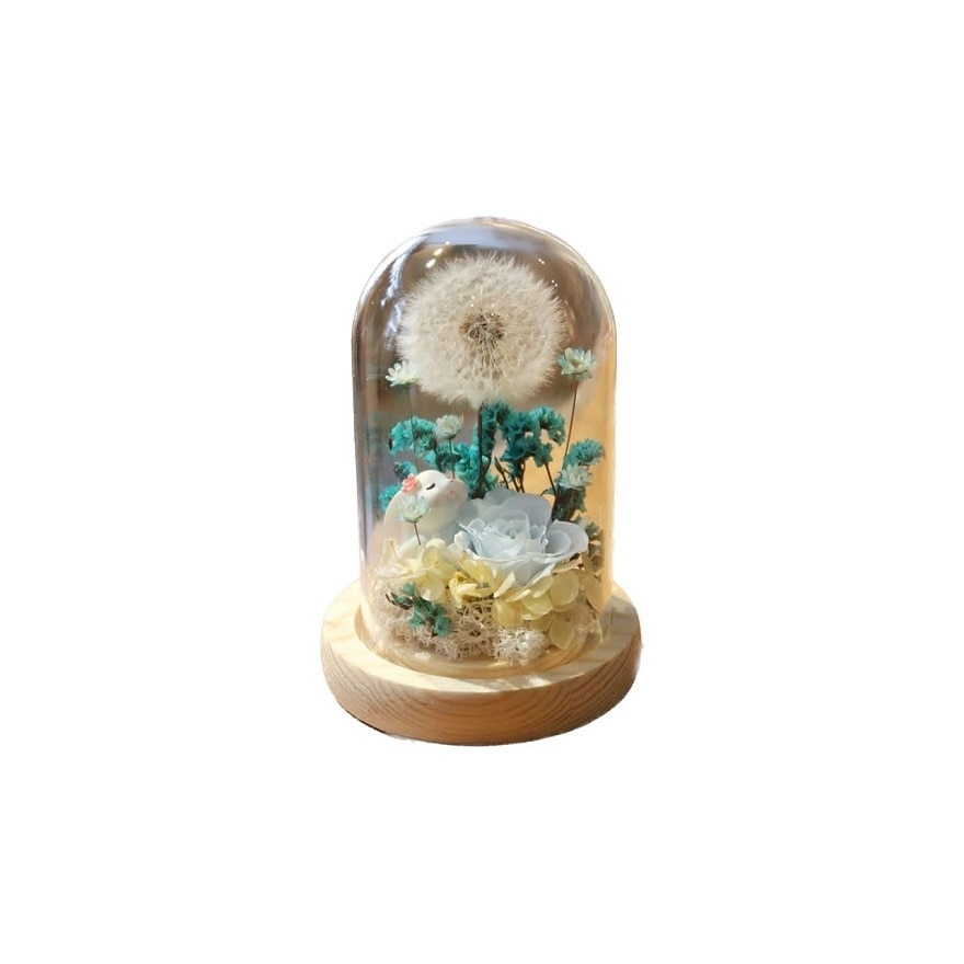 Bunny Dreamer Preserved Dandelion Glass Dome