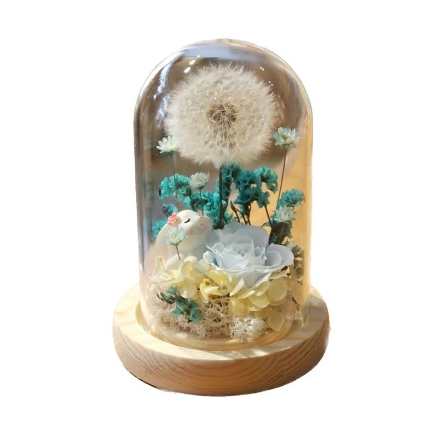 Bunny Dreamer Preserved Dandelion Glass Dome