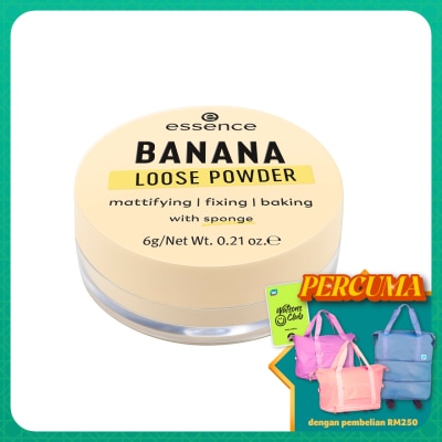 ESSENCE Banana Loose Powder In A Soft Yellow Shade Including A Sponge