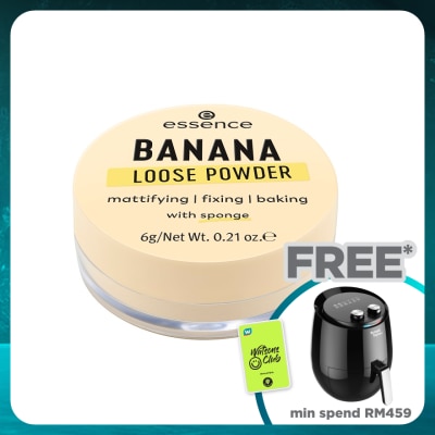 ESSENCE Banana Loose Powder In A Soft Yellow Shade Including A Sponge