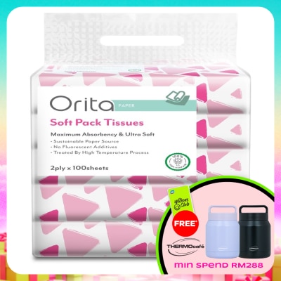 ORITA - Soft Pack Tissue 2ply x 100sheets x 5packs