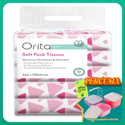 ORITA - Soft Pack Tissue 2ply x 100sheets x 5packs
